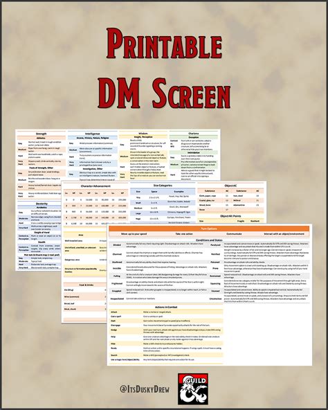 Printable DM Screen - Dungeon Masters Guild | Dungeon Masters Guild