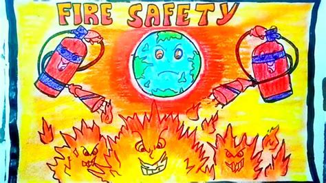 Fire safety(2) || oil pastel || best drawing - YouTube