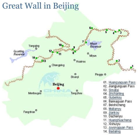 Great Wall of China map | Travel maps of Badaling, Mutianyu ...