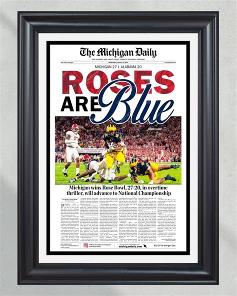 2023 Michigan Wolverines Rose Bowl Victory - 'Roses are Blue' Collector's Edition Print – Title ...