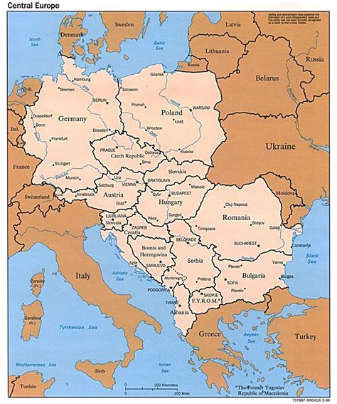 Political map of Central Europe - 1996 | Central Europe | Europe | Mapsland | Maps of the World