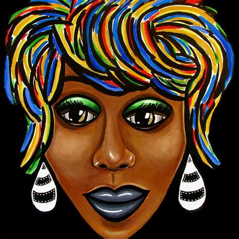 Abstract Black Woman Face Art Pop Art Colorful Afrocentric Painting ...