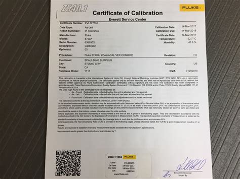 Fluke Calibration Certificate | TUTORE.ORG - Master of Documents