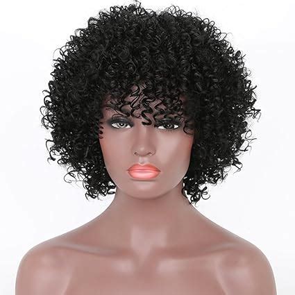 Short Curly Wigs Afro Kinky Curly Wigs for Black Women Heat Resistant Synthetic Full Black Wigs ...