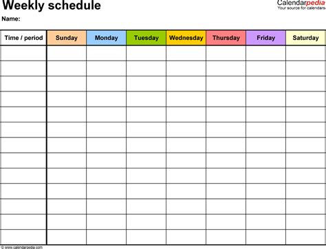 Free Weekly Schedule Templates for Word - 18 templates | Daily schedule ...