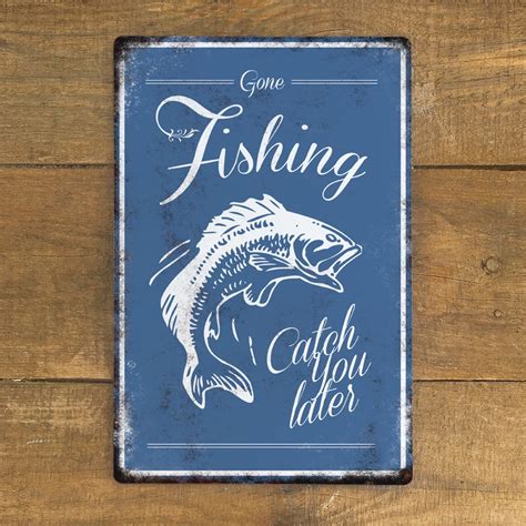 Gone Fishing Vintage Metal Wall Sign Plaque Fisherman Hobby - Etsy