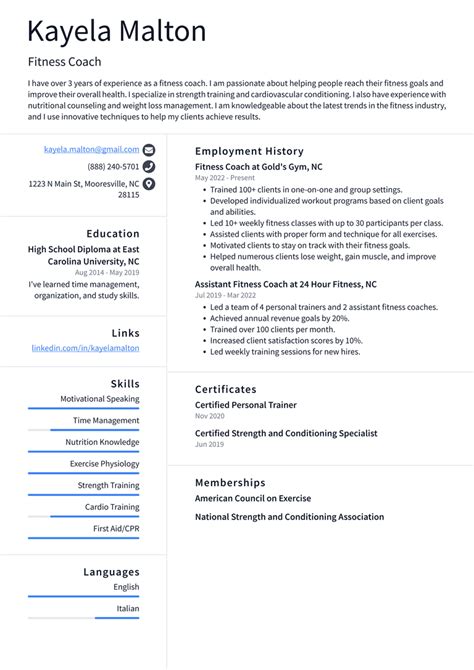 Fitness Instructor Resume Example and Writing Guide - ResumeLawyer