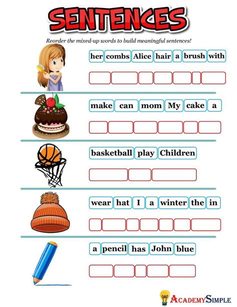 Unscramble Sentences #3 | Grammar for kids, English worksheets for kids, Sentences