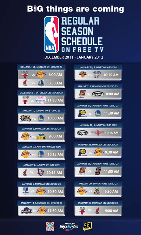 GET THE WONG IDEA: Updated Free TV NBA Schedule for January