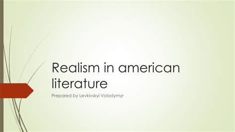 Realism in american literature