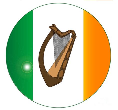 Irish Flag With Harp Button Digital Art by Bigalbaloo Stock - Fine Art ...