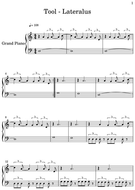 Tool - Lateralus - Sheet music for Piano