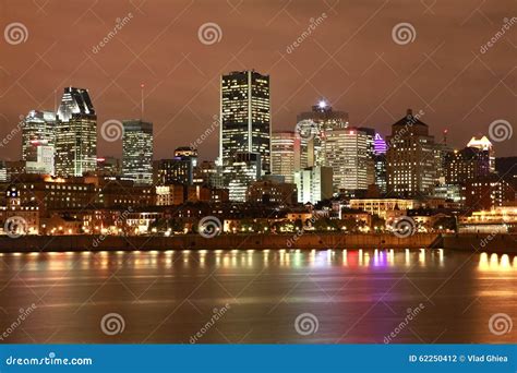 Montreal skyline at night stock photo. Image of dusk - 62250412