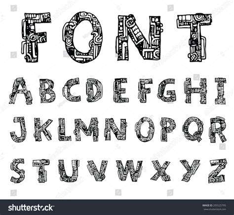 Mechanical Font Style Vector Stock Vector (Royalty Free) 205525795