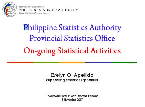 Philippine Statistics Authority Provincial Statistics Office On-going ...