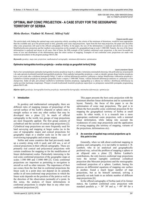 (PDF) Optimal map conic projection - a case study for the geographic territory of Serbia