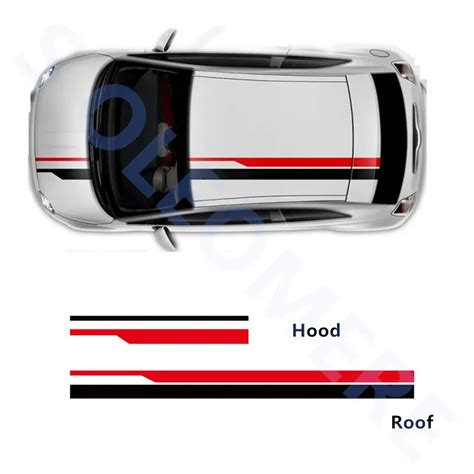 Hood+Roof Decal Racing Lines Vinyl Sticker For Volkswagen Ford ...