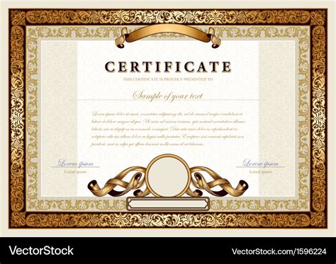 Vintage gold certificate Royalty Free Vector Image