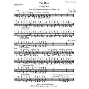 Tell Him - Lauryn Hill - Drum Sheet Music - DrumScoreWorld.com – DrumSetSheetMusic