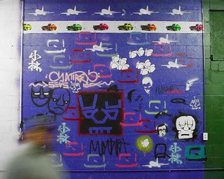 Sector 7G Stencil Wall | Graffiti wall with Q, Mothra, and S… | Flickr