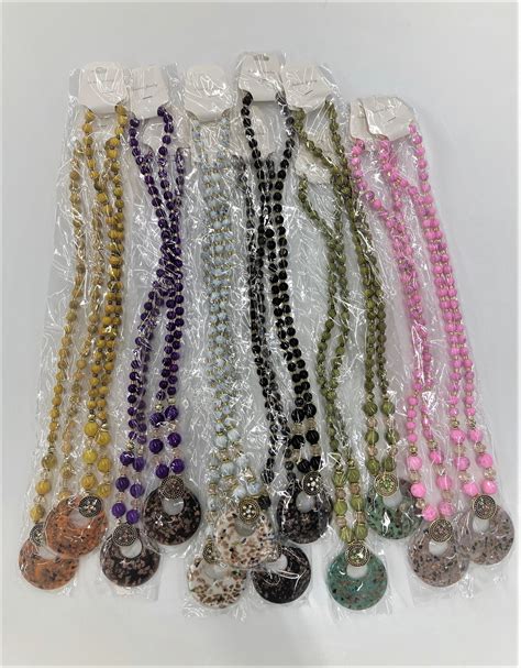 Glass Bead Necklace w/ Charm 12pk - NOLA Throws