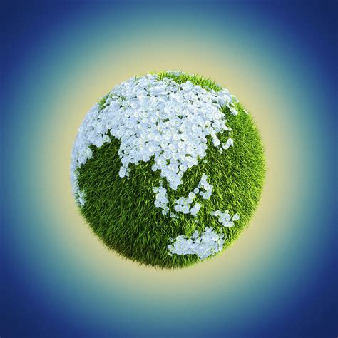 Earth Globe Made Of Grass And Flowers Digital Art by Maciej Frolow