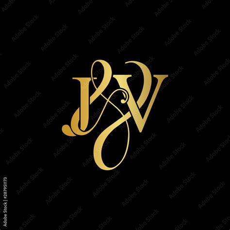 Initial letter J & V JV luxury art vector mark logo, gold color on ...