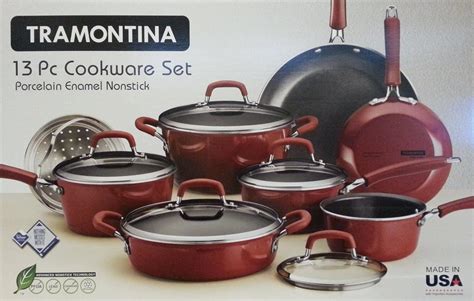 Amazon.com: Tramontina 13 PC Porcelain Enamel Nonstick Cookware Set (Red): Kitchen & Dining