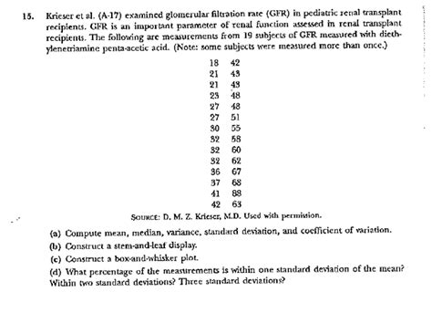 Solved Krieser et al. (A-17) examined glomerular filtration | Chegg.com