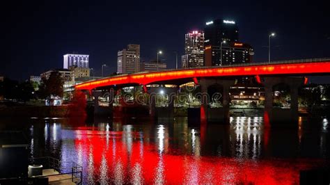 Little Rock Arkansas with Its Colorful Bridges by Night - LITTLE ROCK ...