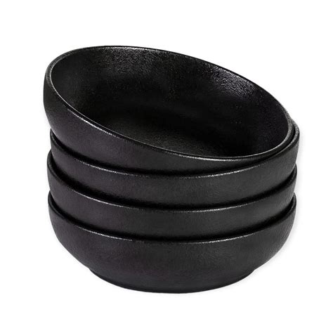 Set of 4 Large Matte Black Ceramic Serving Bowls Pasta Salad Bowls 28CM ...