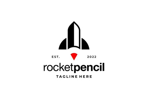 black red rocket pencil logo