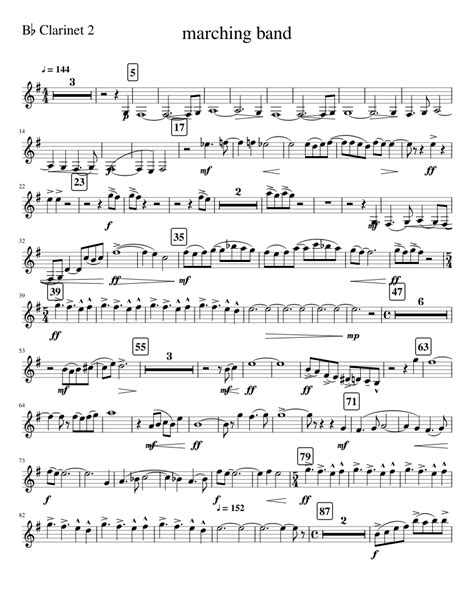 Marching band Bb Clarinet 2 Sheet music for Clarinet in b-flat (Solo ...