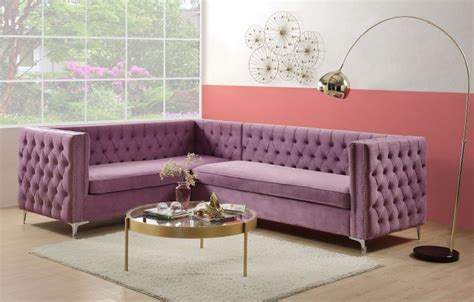 Acme | 55500 Rhett Sectional Purple Velvet Sofa | Free Delivery