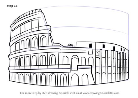 How to Draw The Colosseum (Wonders of The World) Step by Step | Architecture sketch, Sketches ...