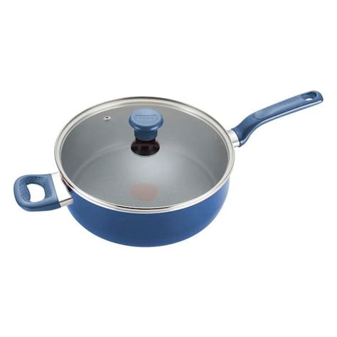 T-fal Excite 5 qt. Aluminum Nonstick Covered Skillet with Lid in Blue B0378264 - The Home Depot