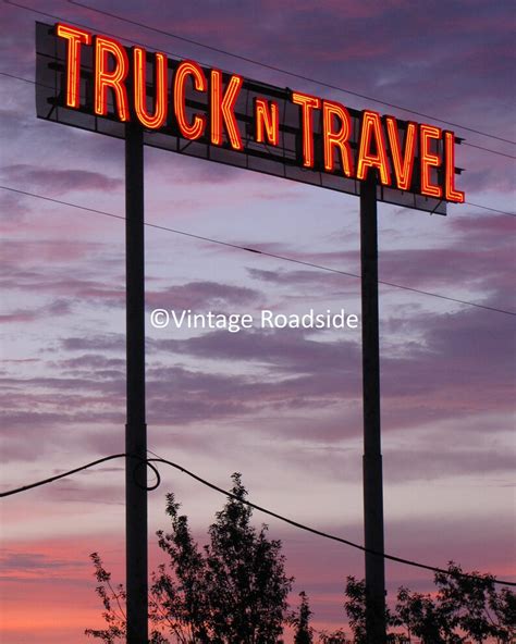 Vintage Truck Stop Neon Sign 8x10 Photo Truck N Travel Coburg - Etsy