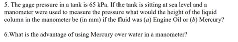 If the barometric pressure is 107.4 kPa, what is the pressure in kPa of the gas... - HomeworkLib