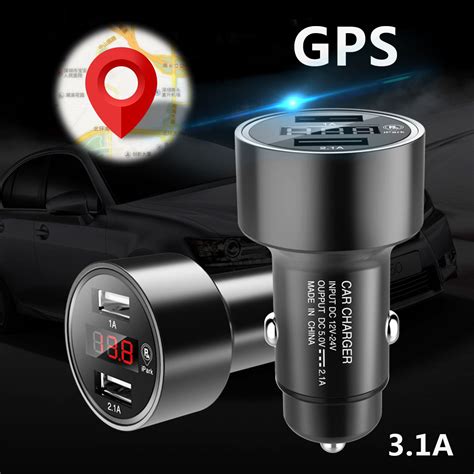 Car gps tracker locator real time tracking device dual usb car charger ...