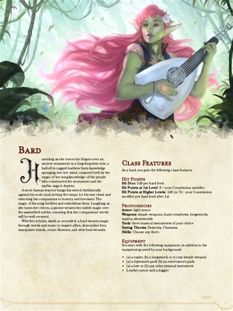 The Magic of Inspiration: A Summary of the Bard Class Features in Dungeons & Dragons | PDF | Jester