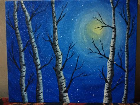 Painting Of Birch Trees In Winter at PaintingValley.com | Explore collection of Painting Of ...