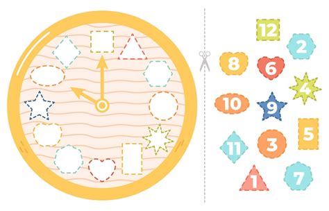 Premium Vector | Children clock puzzle game. Educational time puzzle game for kids, clock ...