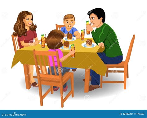 Family dinner stock vector. Illustration of indoors, daughter - 32487331