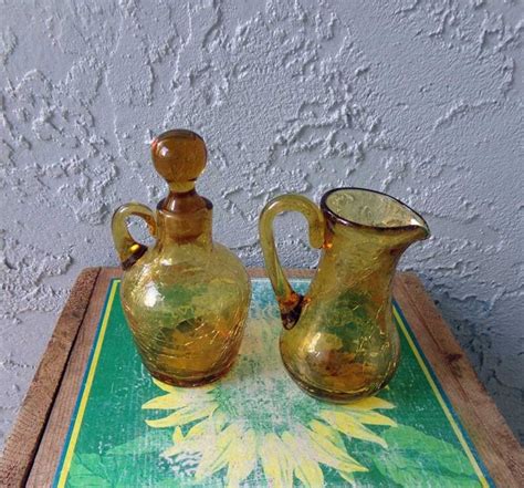 Cruet Set, Gold Glass Cruet Set, Miniature Cruet Set, Vintage Gold ...