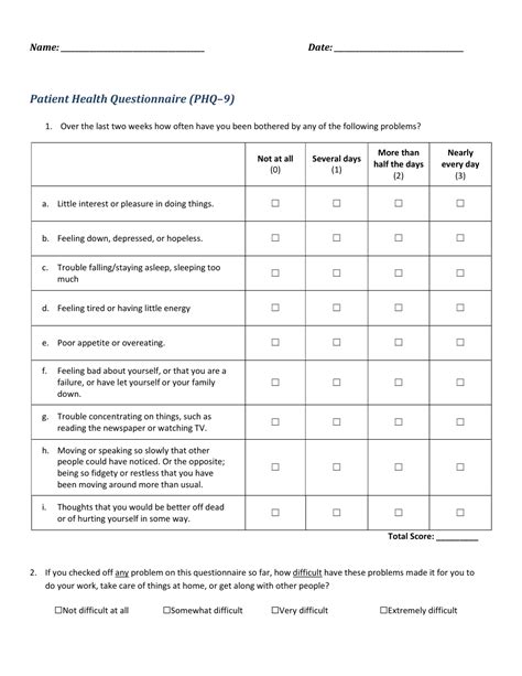 Patient Health Questionnaire (Phq-9) - Fill Out, Sign Online and Download PDF | Templateroller