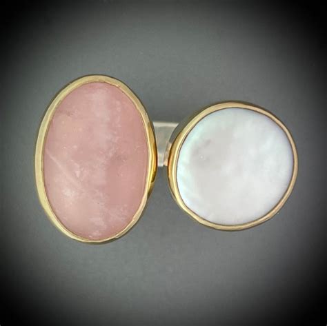 pearl and rose quartz ring