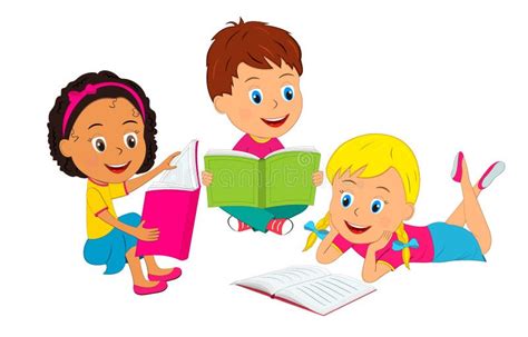 Boy and girls read books stock vector. Illustration of study - 153832149