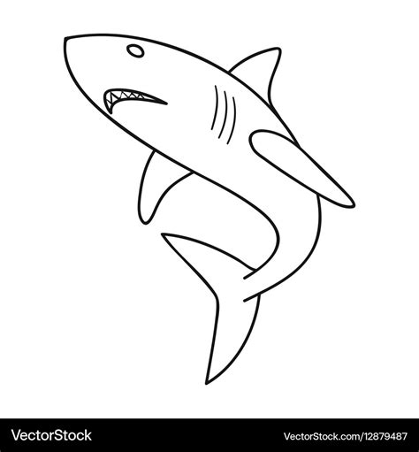 Great white shark icon in outline style isolated Vector Image