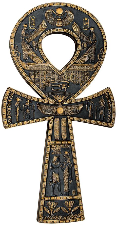 Design Toscano Ancient Ankh Egyptian Decor Wall Sculpture Plaque 16 Inch Polyresin Black and ...