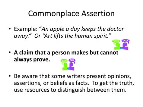 PPT - Opinions and Commonplace Assertions VS. Facts PowerPoint ...